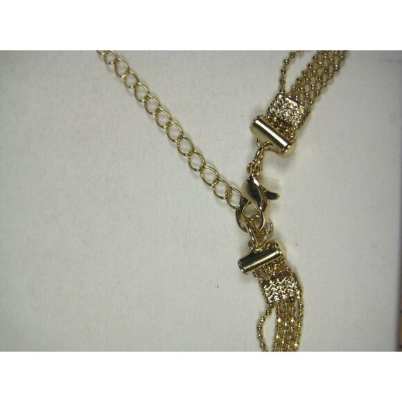 Y Shaped Necklace Goldtone Chain 28 inch Vintage Tassel Modern Sleek Segmented - Picture 8 of 12